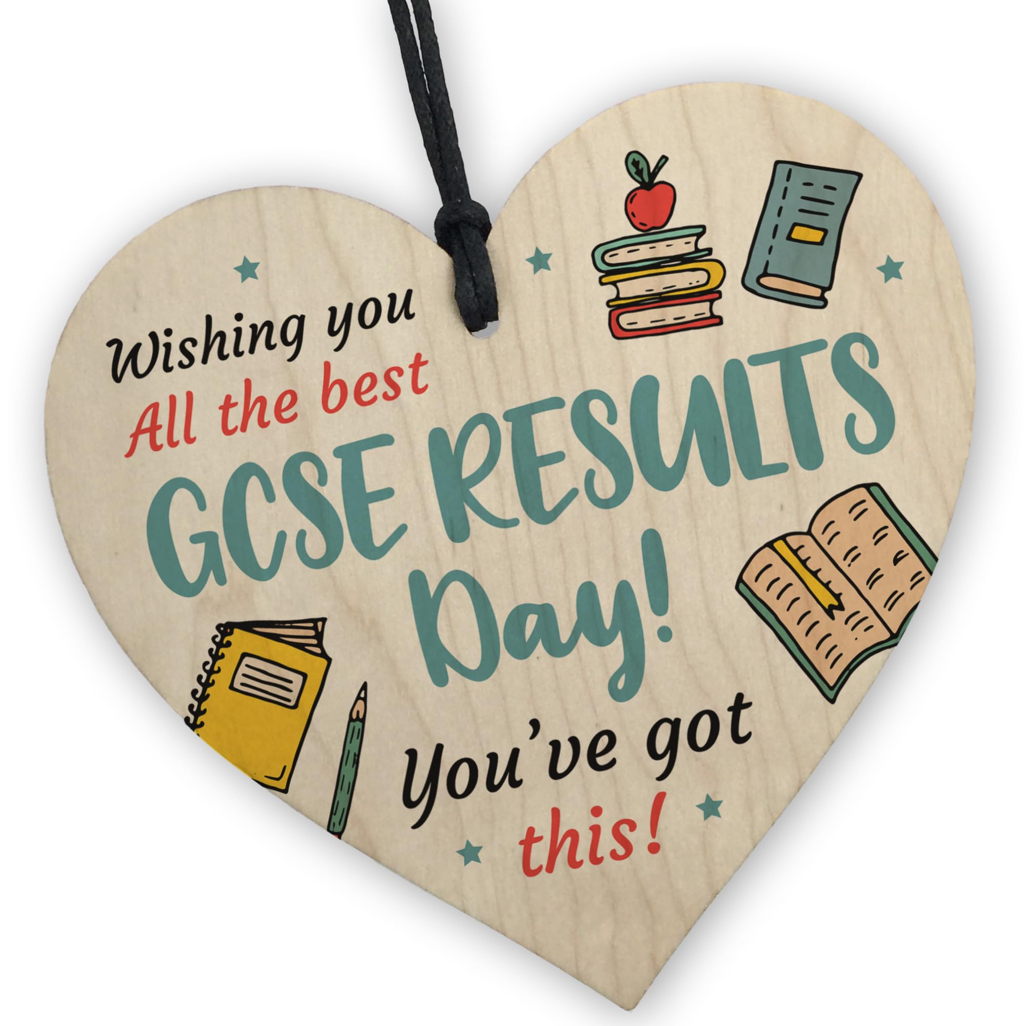 Red Ocean GCSE Results Day Wishing You The Best Wooden Heart, GCSE Results Good Luck Gifts For Son Daughter Grandson Granddaughter Students, Results Day, Passed GCSE Exams