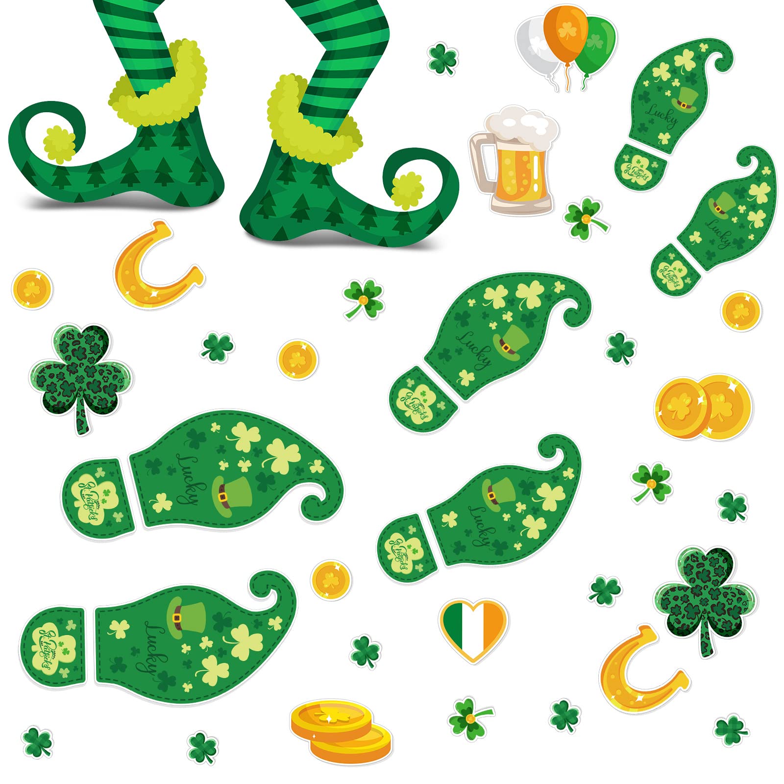 Autocollants de sol empreintes leprechaun décoration Saint-Patrick
