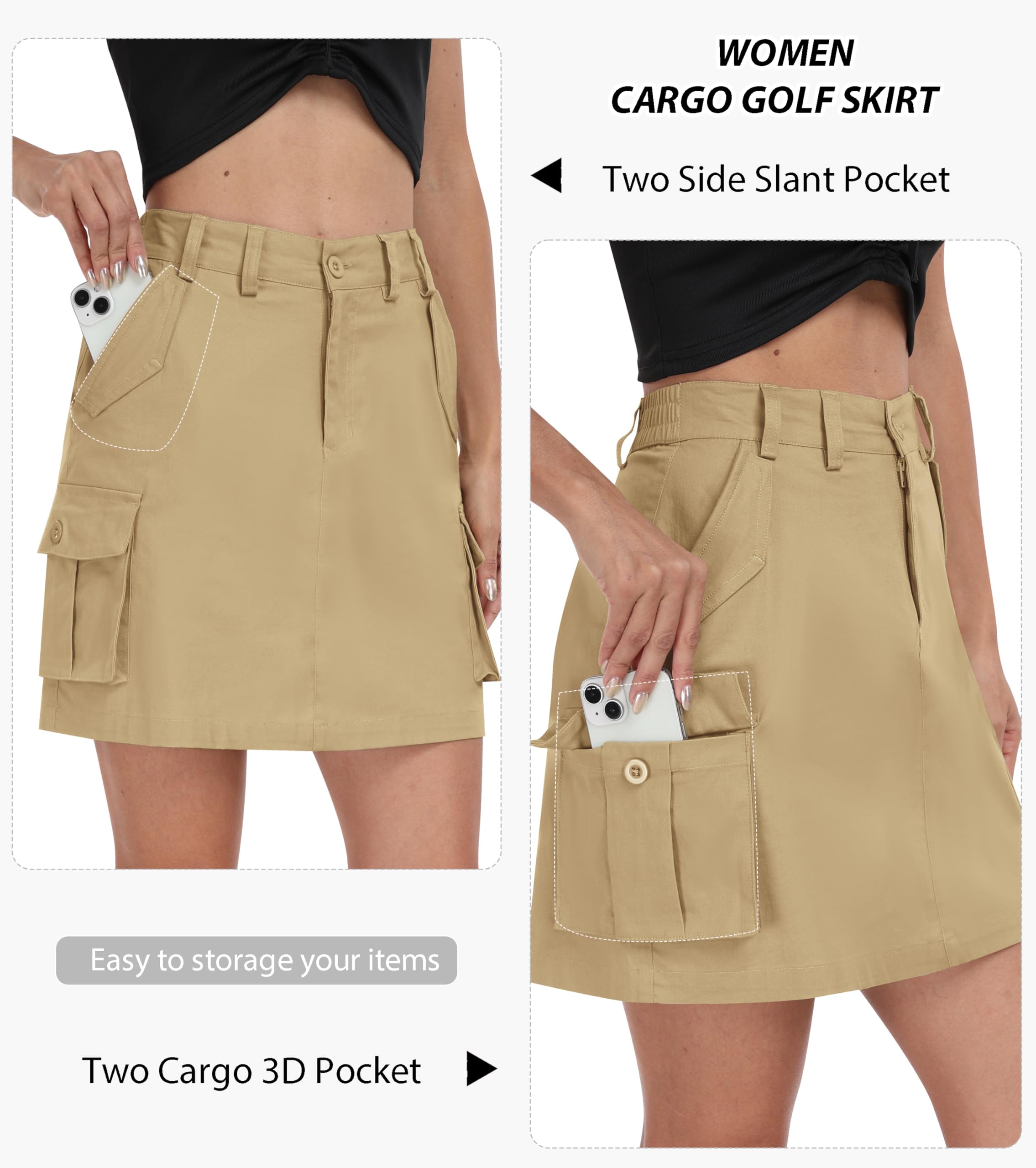 MoFiz Falda Golf Mujer Algodón Faldas Hinking Deportivas Falda Tenis Verano Skirt con Bolsillos