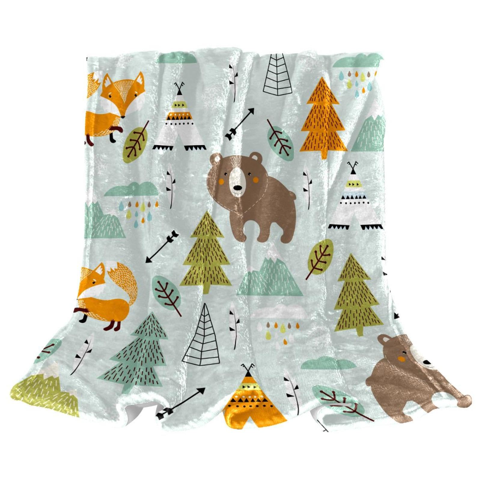 Couverture polaire ours fox tree douce couverture plaid chaude pour lit 150x200