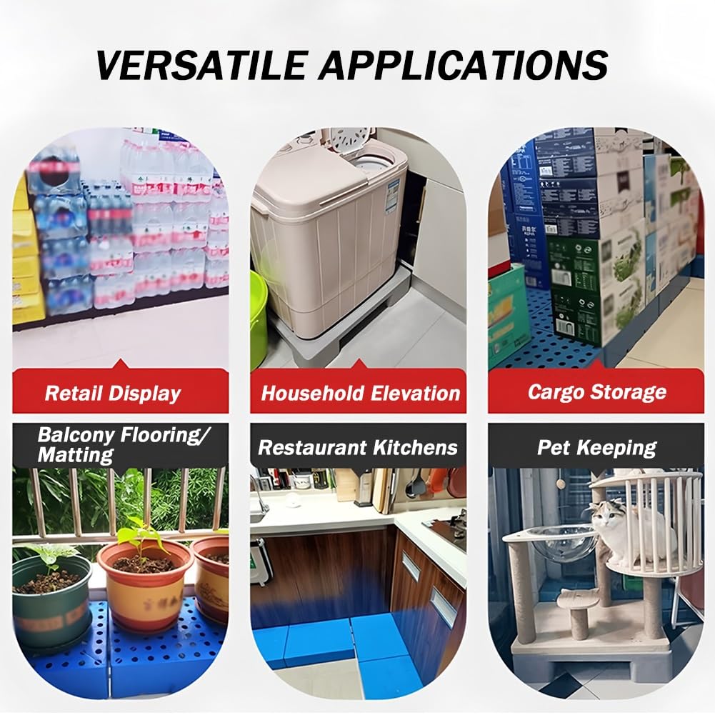 Palé De Polietileno Para Almacenamiento En Sótanos | Plataformas Apilables Y Transpirables Con Ventilación, palé De Suelo Resistente A La Humedad Para Supermercados(60x50x5cm)