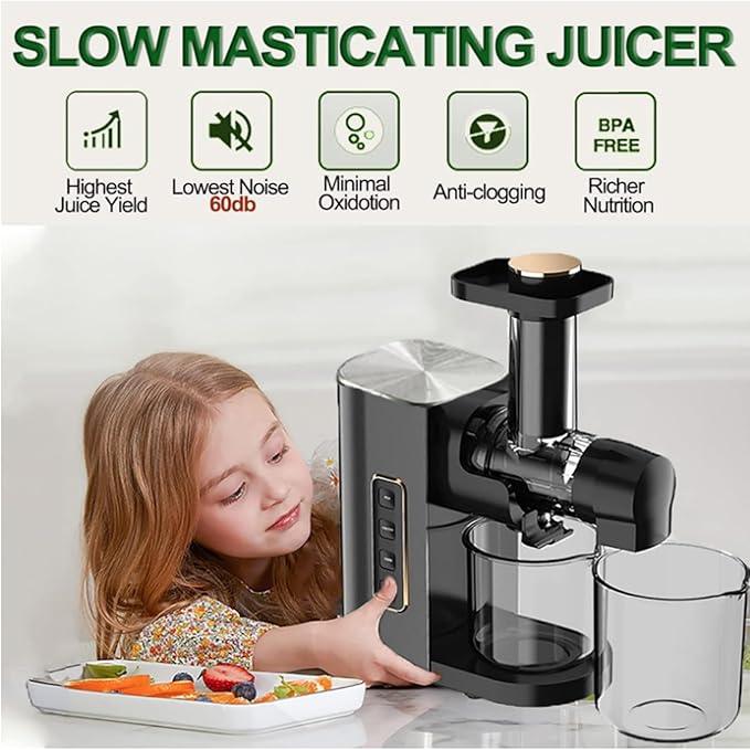 Extractor Jugos Prensado Frío 150W Motor Silencioso Función Reversa miniatura 2