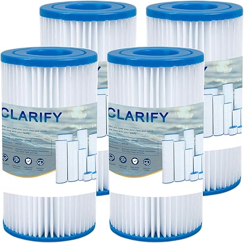CLARIFY Cartucho de filtro de piscina tipo AC compatible con 29000E59900E, filtros de piscina sobre el suelo fáciles de configurar para escapadas de