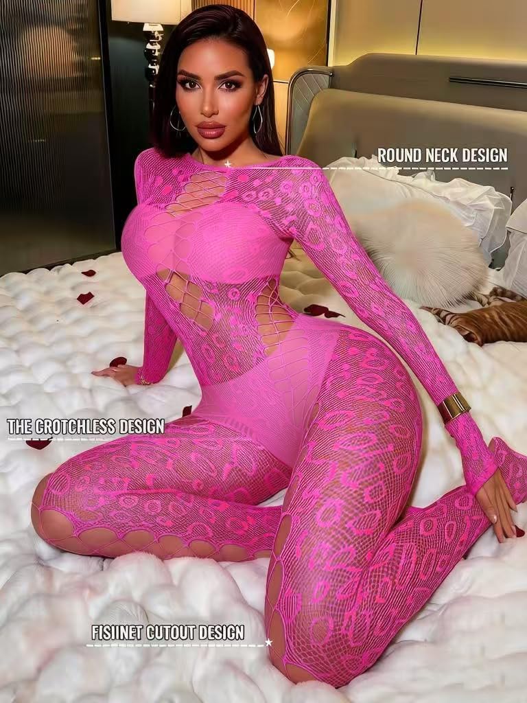 Womens Mesh Bodystocking Hollow Jumpsuit Fishnet Lingerie Bodysuit Outfit Clubwear