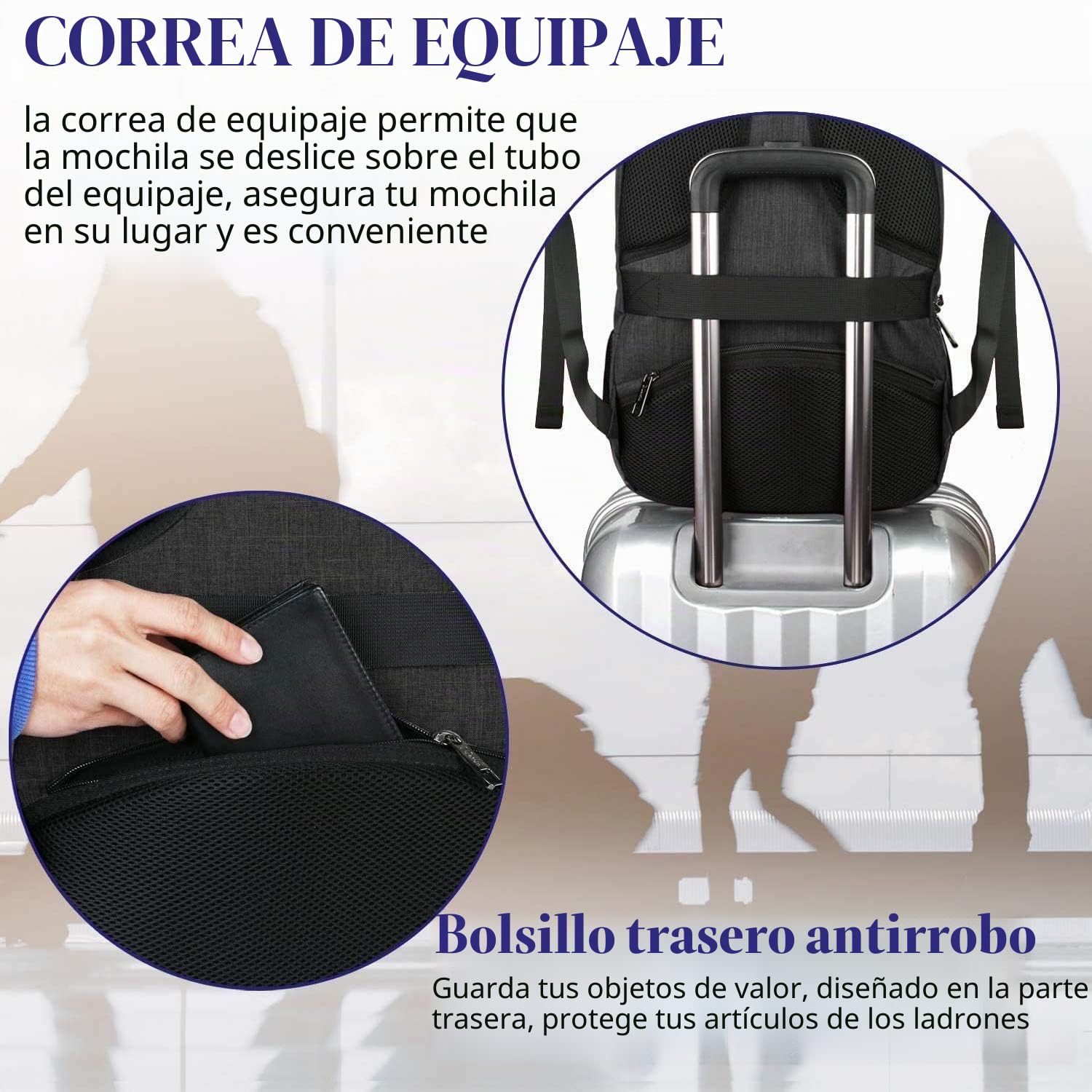 MATEIN Mochila Portatil Hombre Impermeable, Mochila Ordenador Portatil 15.6 Pulgadas con Gran Capacidad, Mochilas Portátil Antirrobo Laptop Backpack del Negocio Trabajo Diario Viaje Escolares - Negro