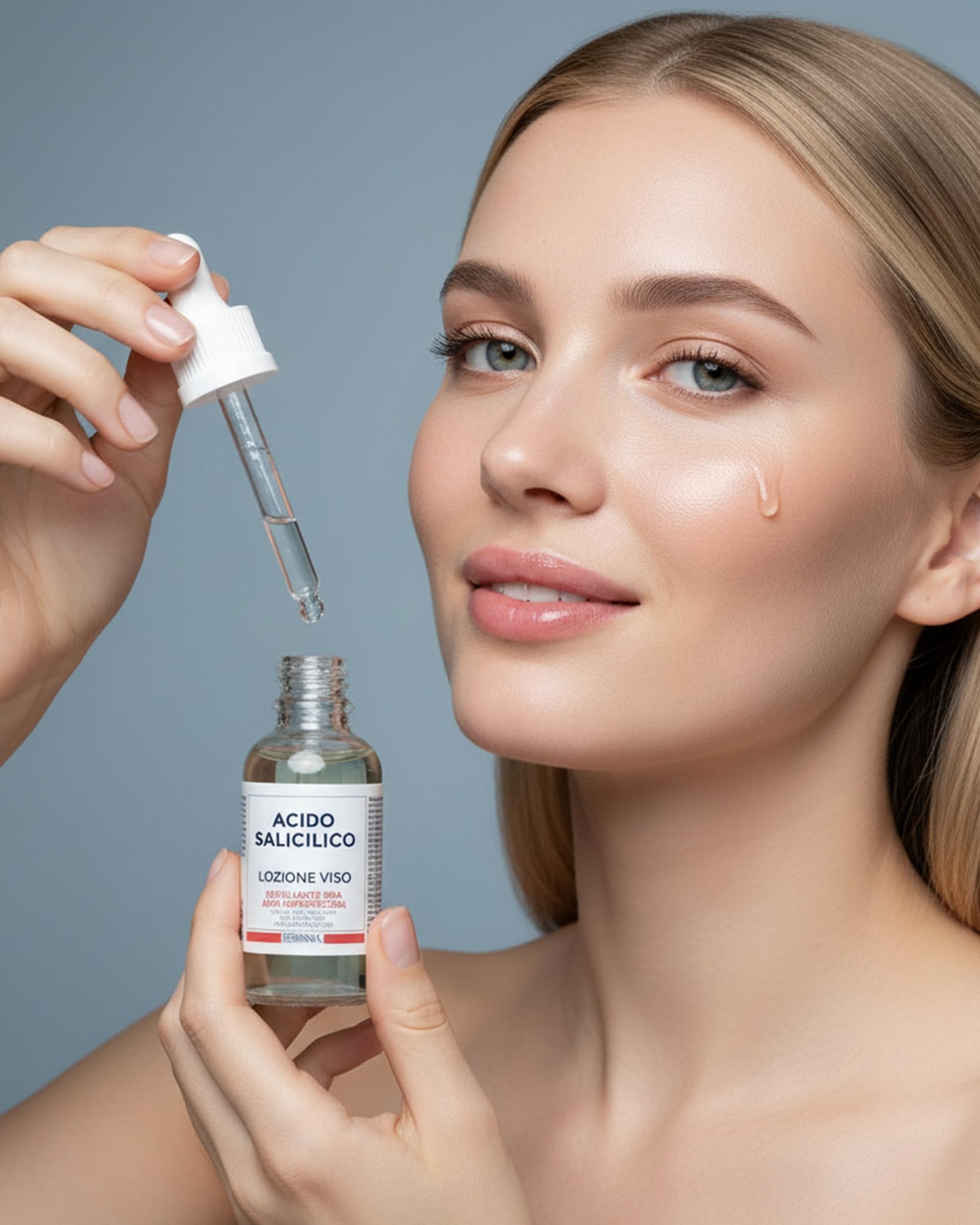 SERININA Acido Salicilico Viso - Salycilic Acid Peeling Viso Siero Esfoliante - per Acne, Brufoli, Pori Dilatati e Punti Neri - Scrub Peeling Chimico - Made in ITALY