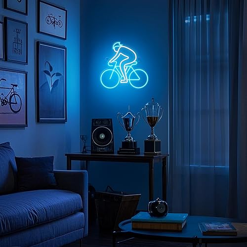 Miniatura 2 de Letrero de neón para bicicleta, decoración de pared definitiva para entusiastas del deporte, luz LED regulable para dormitorio, sala de estar, sala