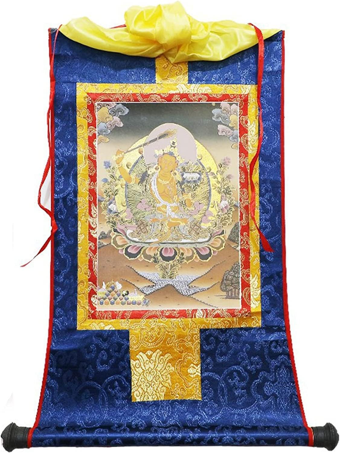 Scroll mural,Chinese Art Scroll Painting,Buddha Zen Wall Hanging, scroll mural,Manjushri Tibetan Thangka Poster Tapestry Artwork Vintage Mandala Thangka Embroidery Painting(Size:28x36cm(11x14in(Siz (