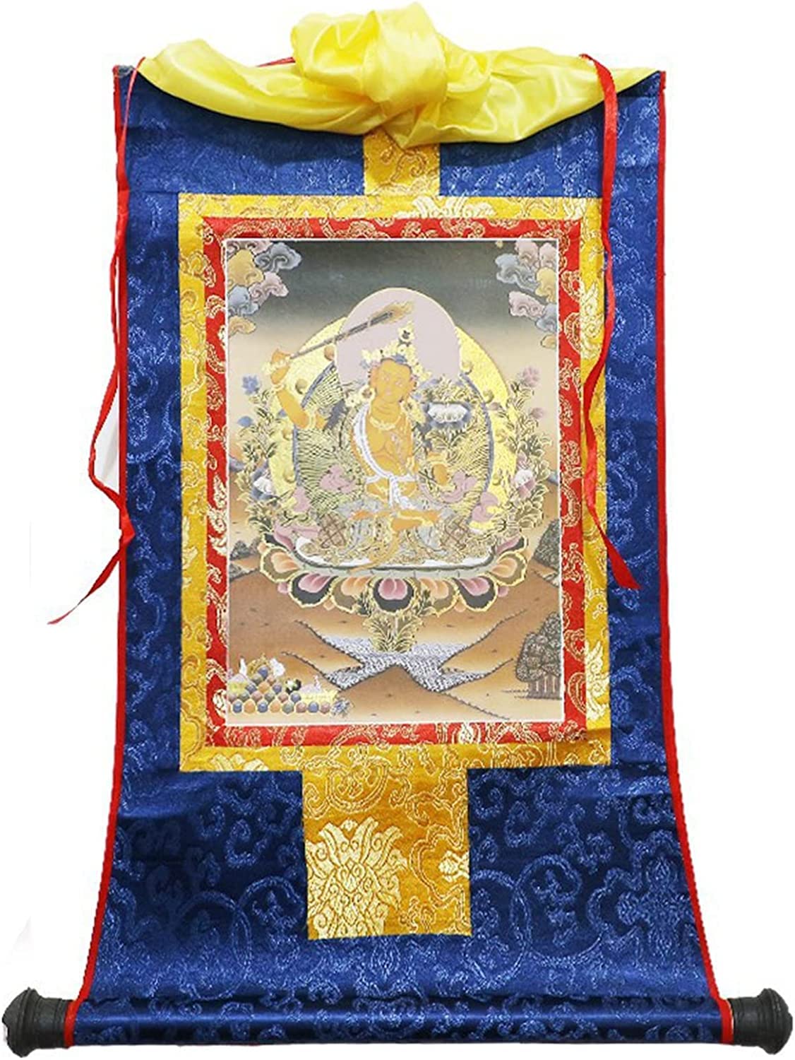 Scroll mural,Chinese Art Scroll Painting,Buddha Zen Wall Hanging, scroll mural,Manjushri Tibetan Thangka Poster Tapestry Artwork Vintage Mandala Thangka Embroidery Painting(Size:28x36cm(11x14in(Siz (