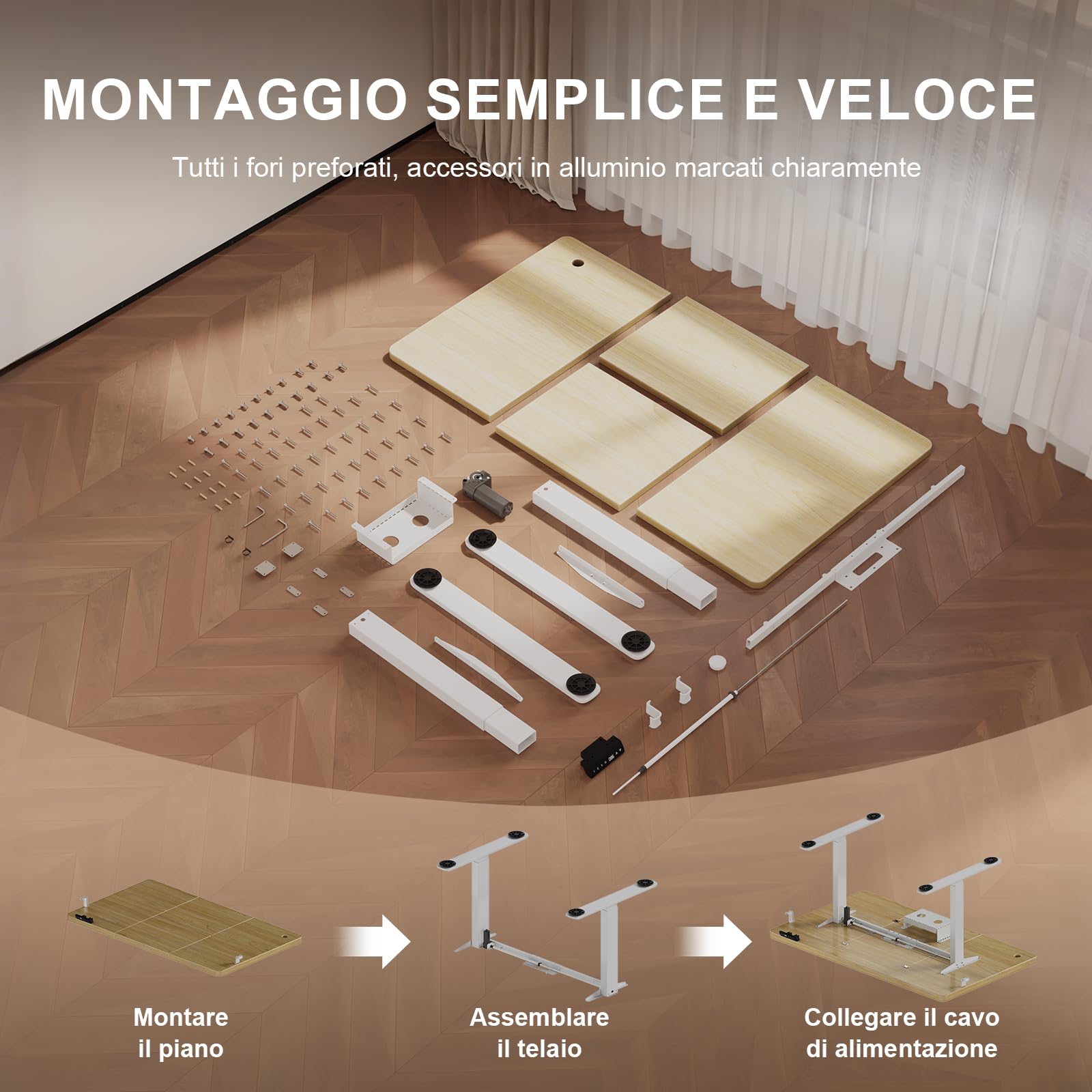 JUMMICO Scrivania Regolabile in Altezza Elettrica 160x80 cm, Scrivania Ergonomica Seduta in Piedi con Vassoio per Cavi e Porta USB, Scrivania per Computer Ufficio, Beige e Bianco