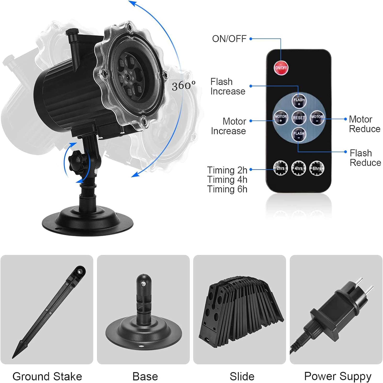 Proyector Navidad Exterior Interior LED Luces de Proyector Navidad 16 HD Patrones Lámpara de Proyección IP65 Impermeable con Control Remoto Luz Proyector para Halloween, Navidad, Fiestas
