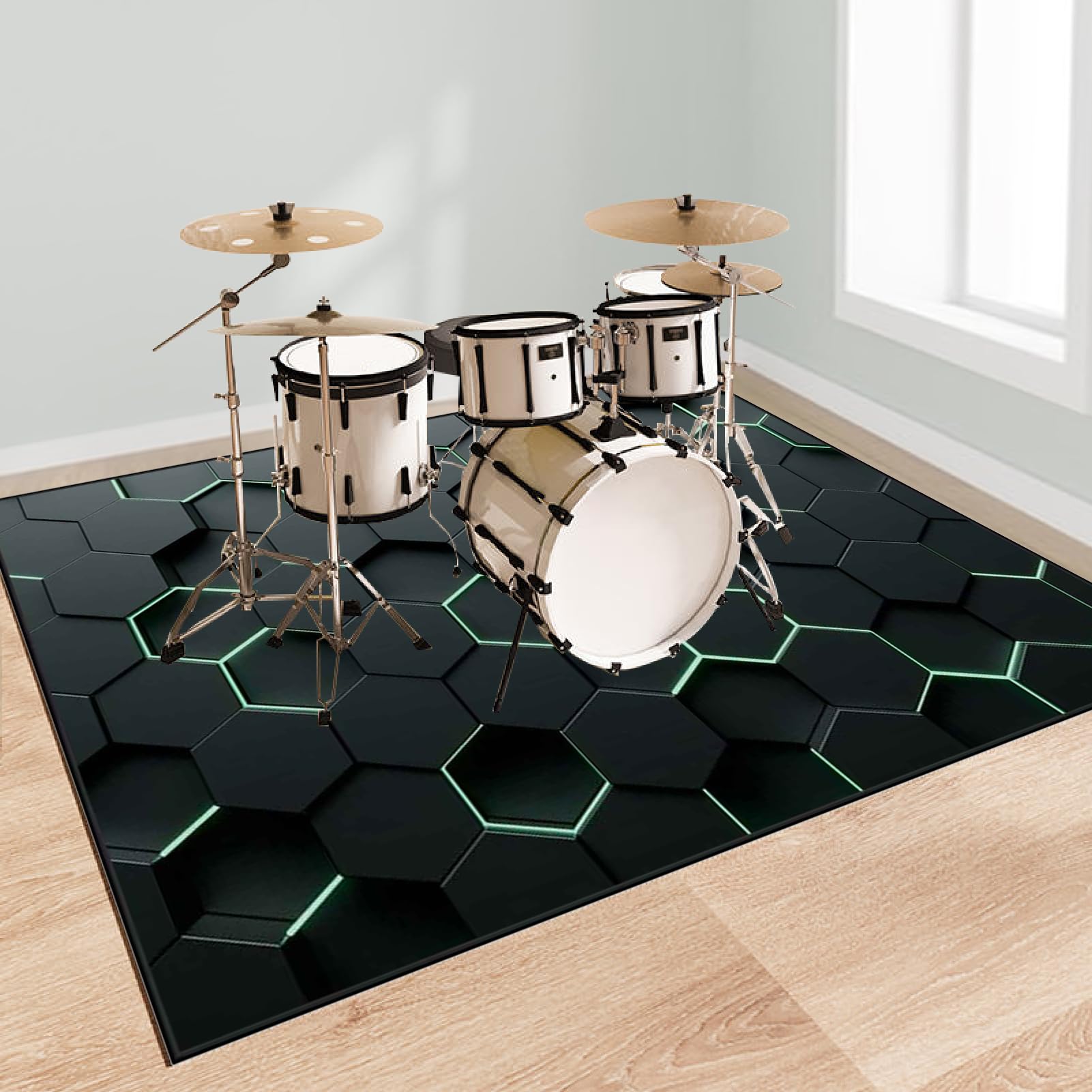 160 x 140 cm Schlagzeugteppich Schalldicht Drum Teppich rutschfest Trommelteppich Musikinstrumente Bodenmatte Professionelle Schlagzeug Teppich Elektronisches Jazz Schlagzeug Kit für Bass Snare Drum