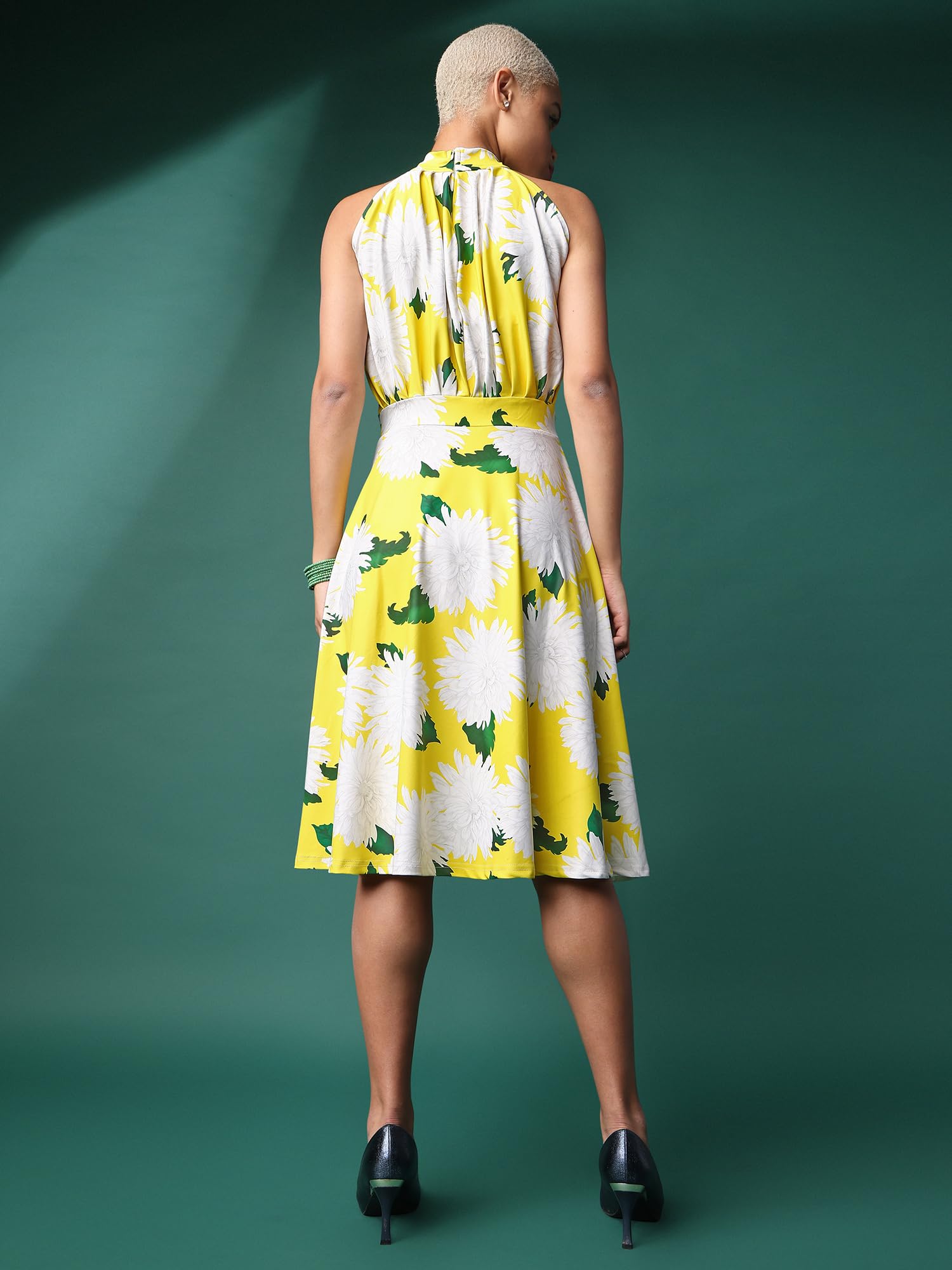 Purvaja Womens Fit & Flare Knee Length Dress (Wini-058-Oxey_Yellow_Medium)