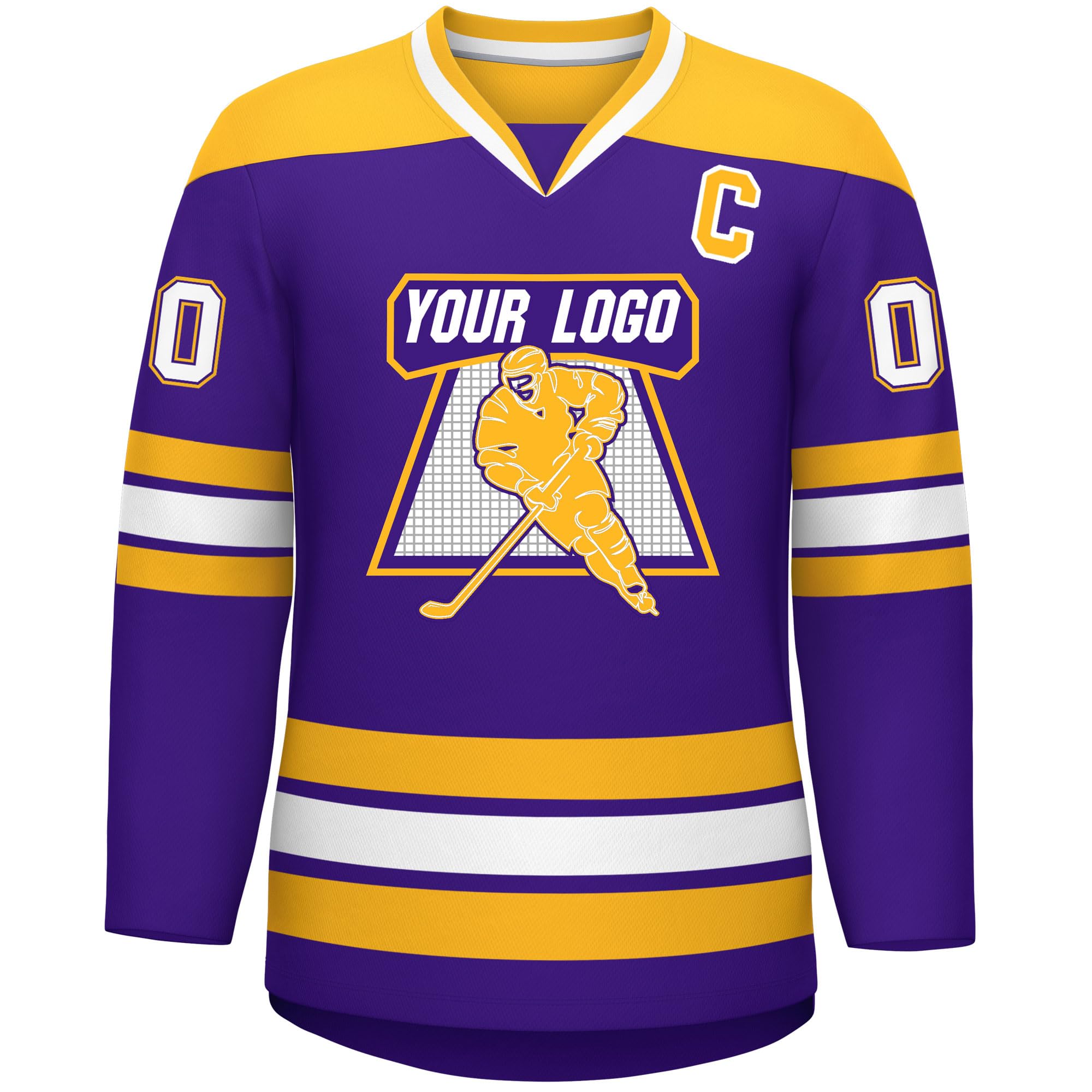 Custom Hockey Jersey Stitched or Printed Name Number V-Neck Athletic Jersey
