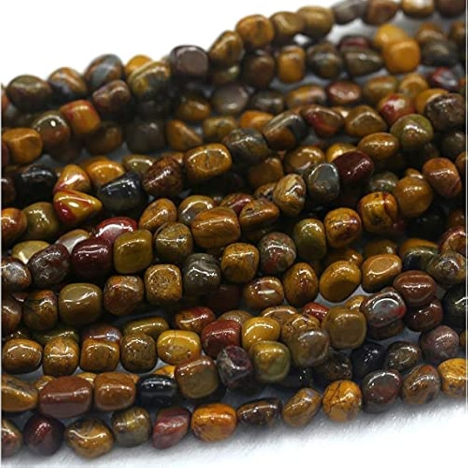 Perles en jaspe jaune naturel LKBEADS 5x7mm, pépites robustes pour enfilage durable