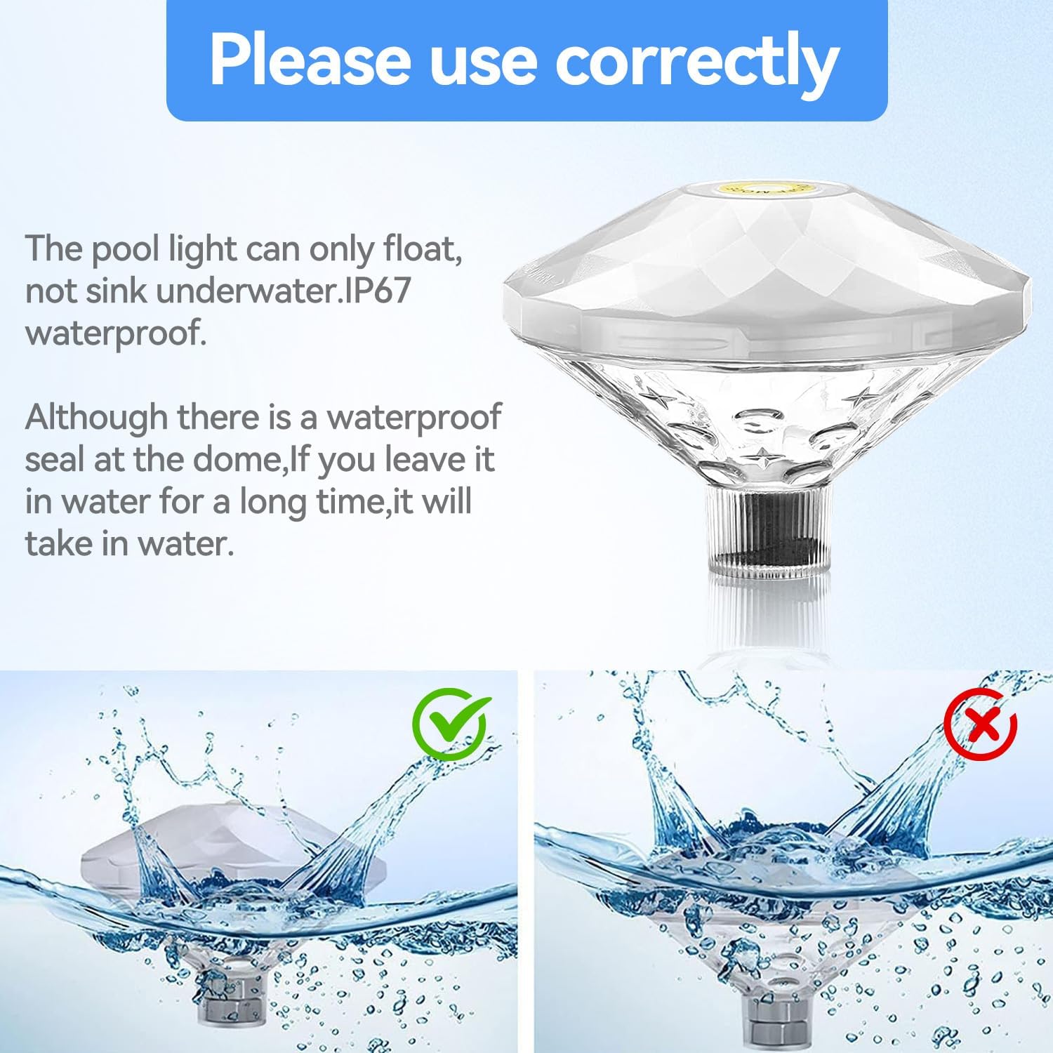 4 Pack Swimming Pool Lights RGB Color Changing Battery Powered Floating Pool Lights IP67 Waterproof LED Pool Accessories 8 Lighting Modes for Outdoor Pool Party Pond Decor