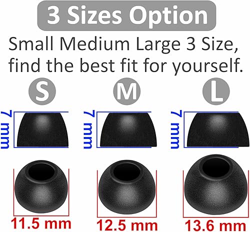 Miniatura 3 de 6 pares de puntas de espuma viscoelástica Galaxy Buds FE, repuesto SML Cancelar ruido, ajuste cómodo sin dolor de silicona, compatible con Samsung