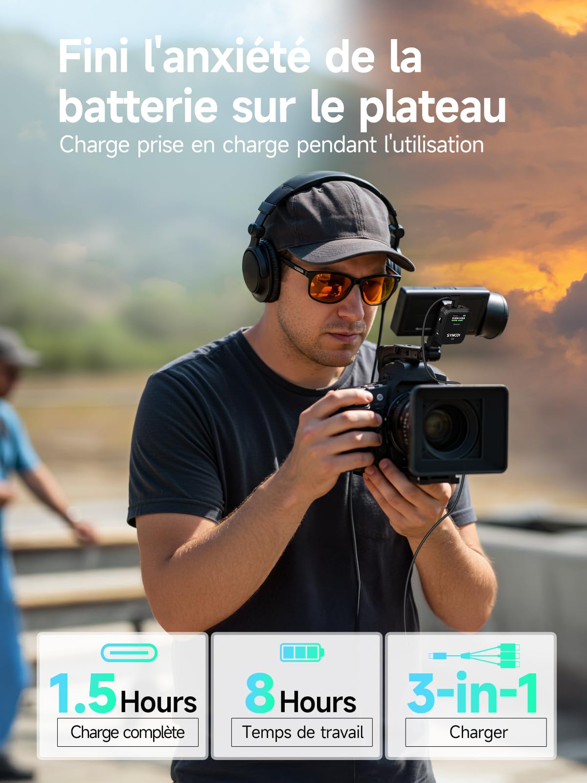 SYNCO G2(A2) Micro Cravate sans Fil, Lavalier Microphone 2.4G Annulation Bruit pour Caméra DSLR Smartphone Tablette PC Youtube Vlogging Streaming