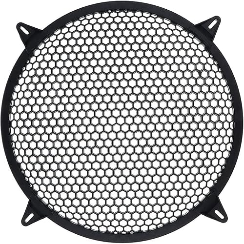 ユニバーサルカープラスチックスピーカーサブウーファーアンプカバーグリルメッシュ - ブラック, 12インチ