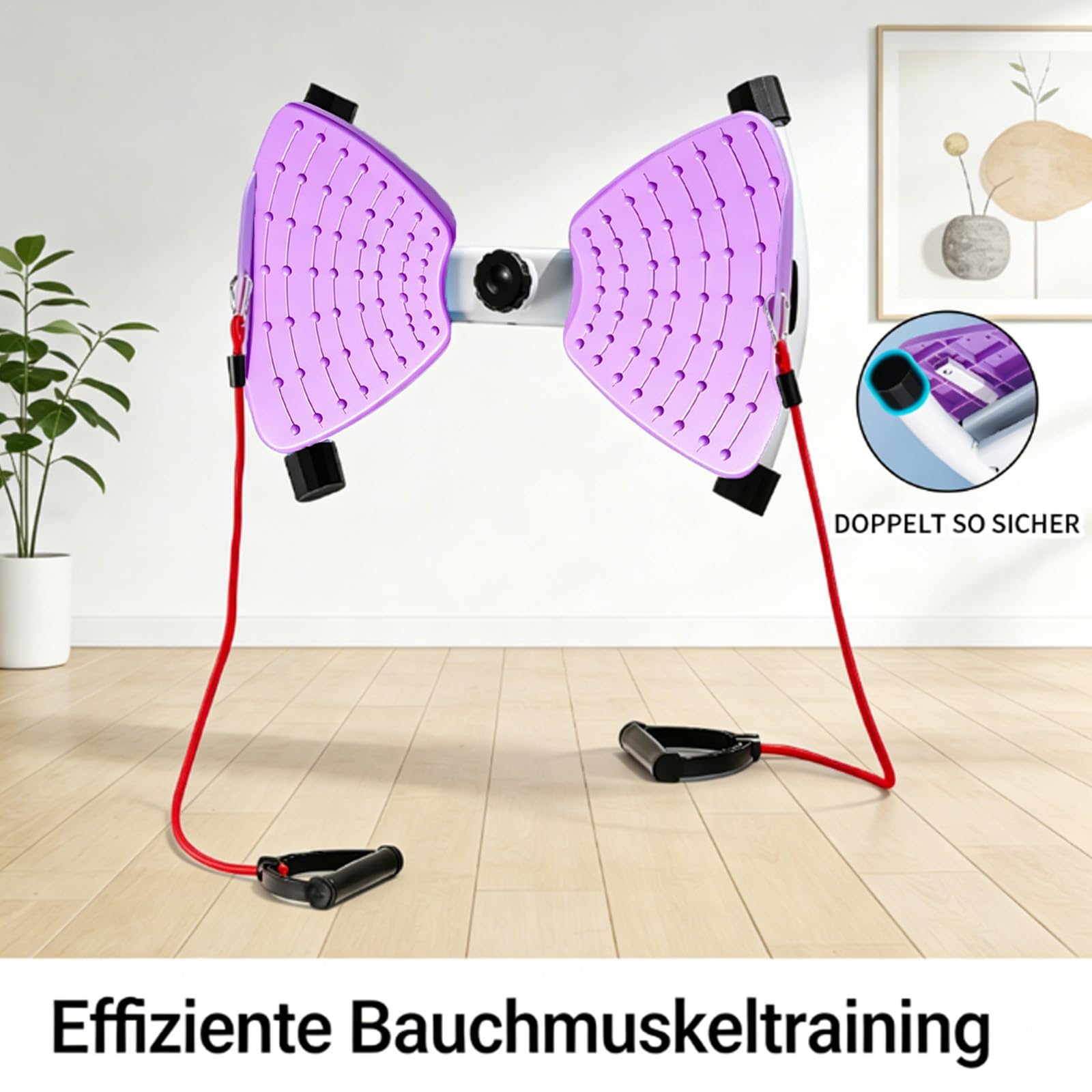 Pilates Board, Hüfttwister Bauchmuskeltrainer, Twist Waist Disc Borad mit 2 Widerstandsbändern für Core-Training, Schlanke Taille (Lila)