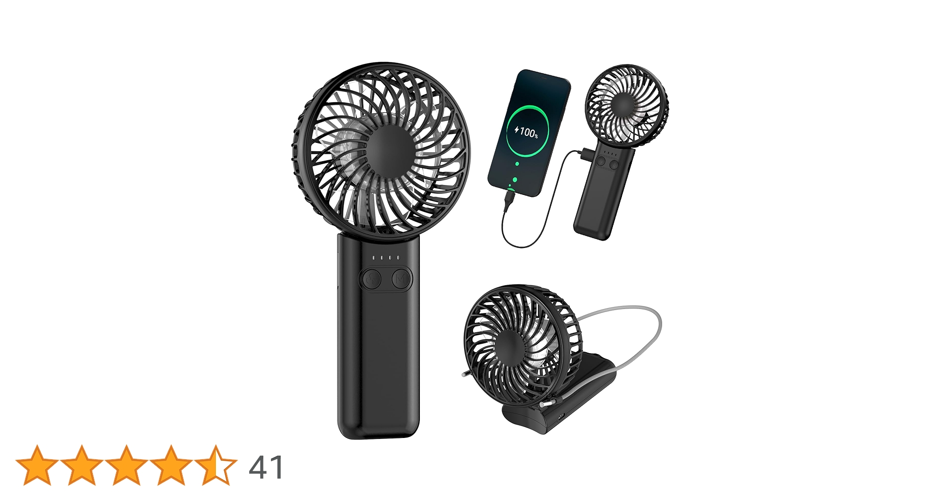 ポータブルファン　扇風機　黒　バッテリー内蔵式 二個セット Amazon | Ninonly 携帯扇風機 手持ち扇風機 【2024最新改良