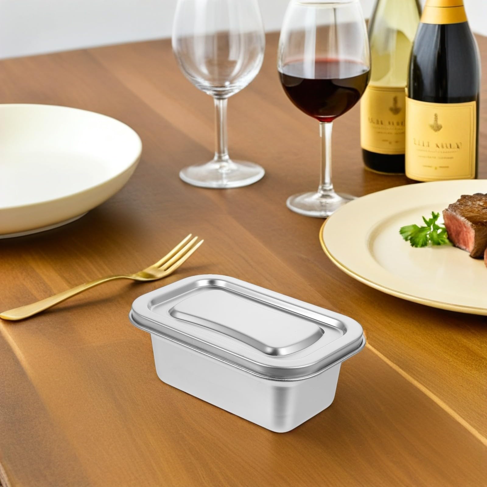 PATKAW 3 Stück Gefrierbox aus Edelstahl mit Deckel, Silber