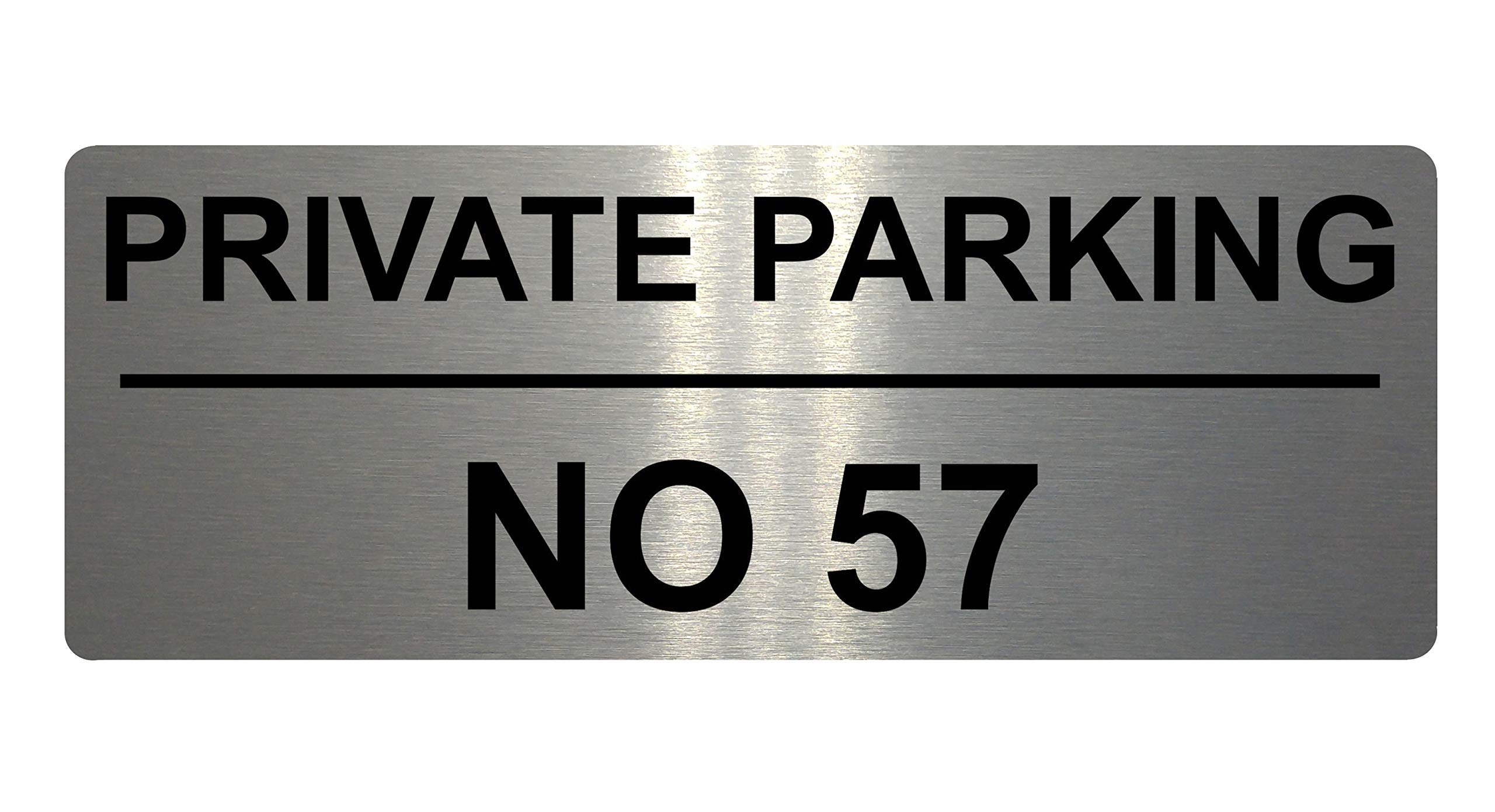 Custom Personalised Number PRIVATE PARKING Aluminium Metal Sign Plaque House Office (120x40mm, Brushed Silver)