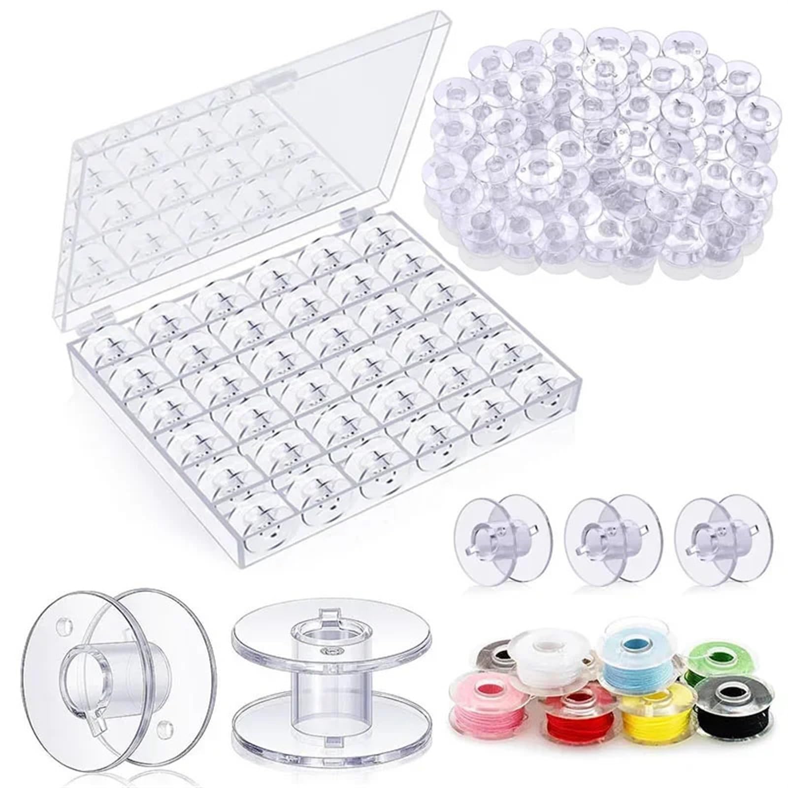 Szpulki do maszyn do szycia, 25 sztuk szpulek do maszyn szycia z plastikowym pudełkiem przechowywania domowych przyborów DIY(25pcs Bobbins)