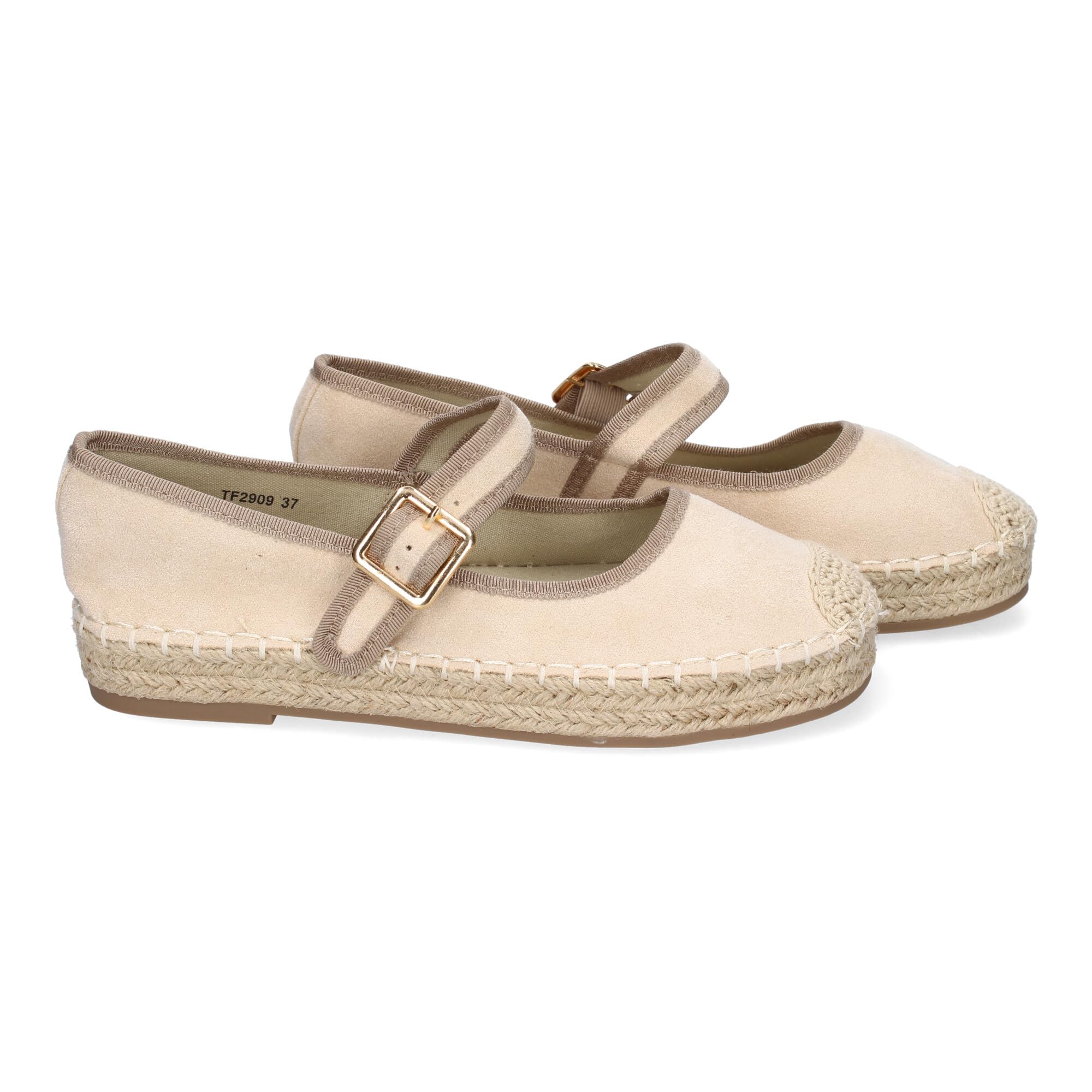 shoes&blues.es Bailarina Alpargata de Mujer con Yute, Diseno Moderno con Puntera Bordada y Cierre de Hebilla para un Ajuste Comodo, Ideales para Primavera-Verano.