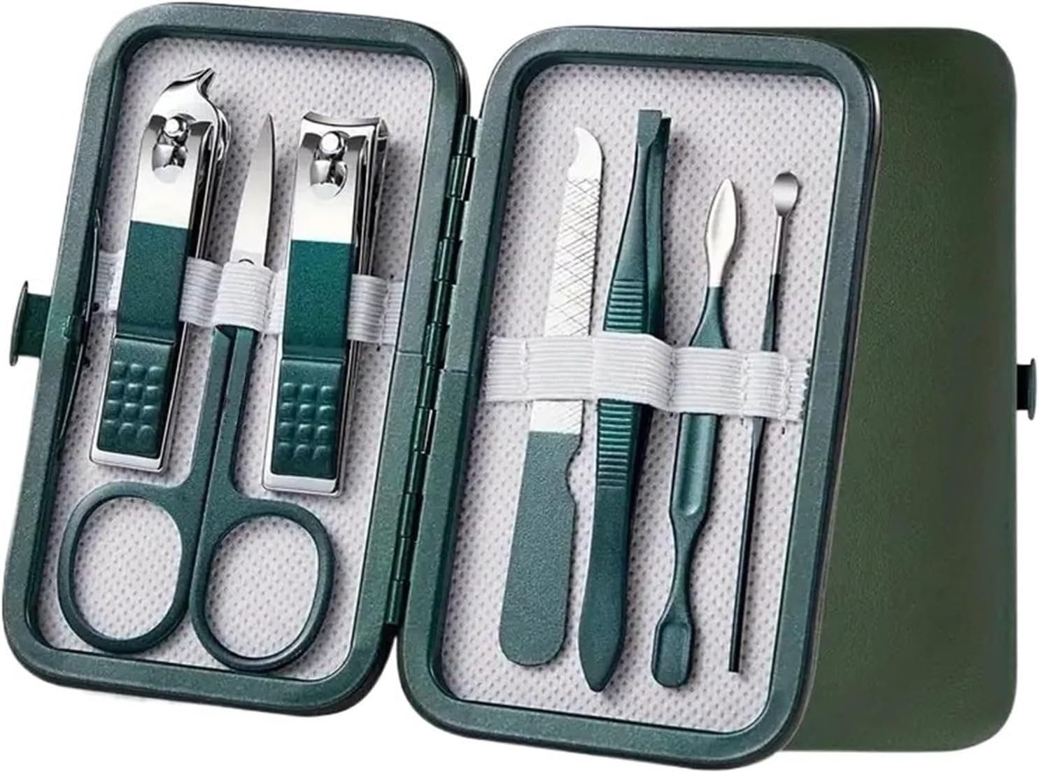 Kit de cortauñas de 7 Piezas, Juego de Herramientas de manicura con cortauñas, Estuche de Viaje portátil, alicates para cutículas y Kit de Corte, Juego Profesional de Cor