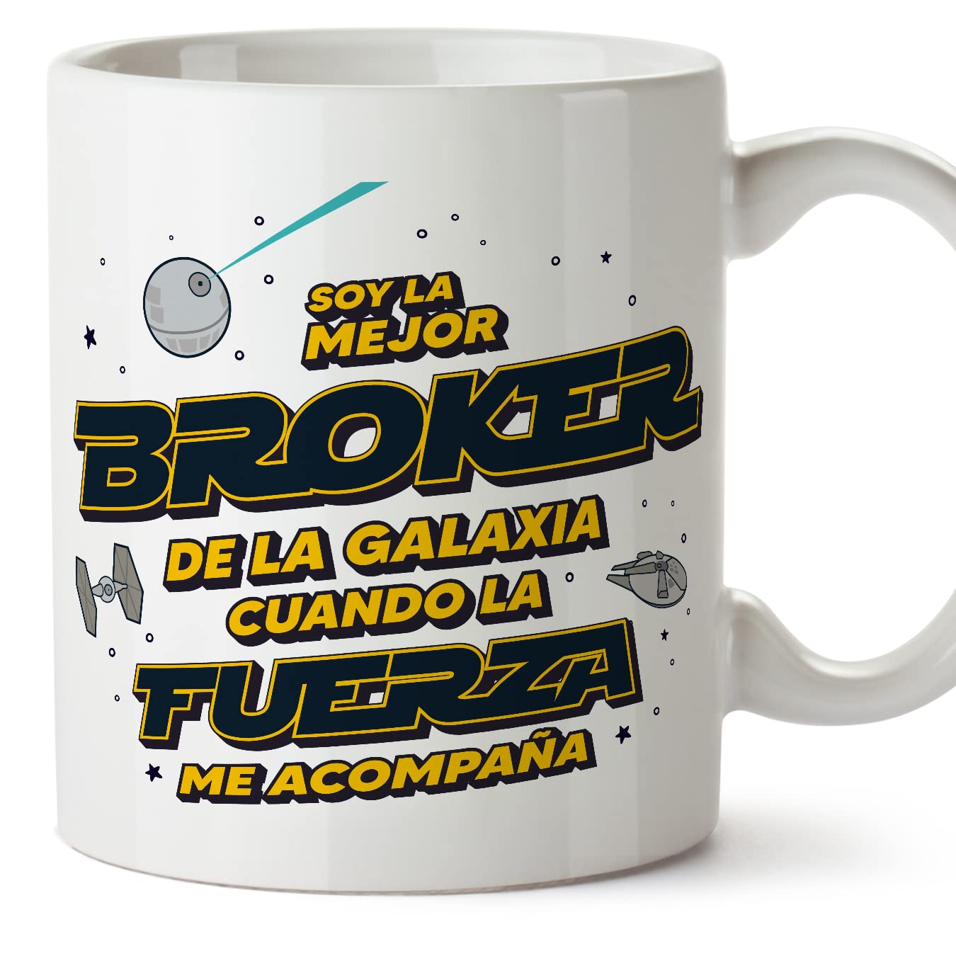 MUGFFINS Tazas para JEFE hombre - En Español - Mejor de la Galaxia Cuando Fuerza me Acompaña - 11 oz / 330 ml - Regalo original y divertido — view 182