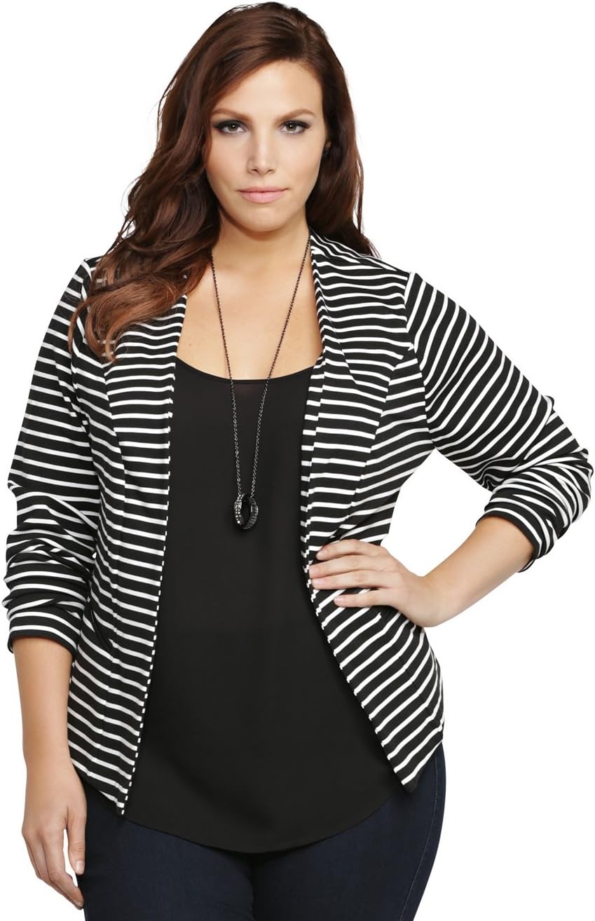 Striped Open-Front Blazer