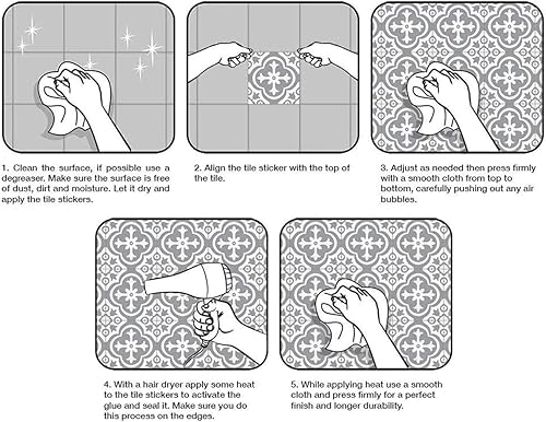Miniatura 7 de 12 azulejos de vinilo para pared de 6 x 6 pulgadas para decoración del hogar, calcomanías autoadhesivas para despegar y pegar, azulejos para