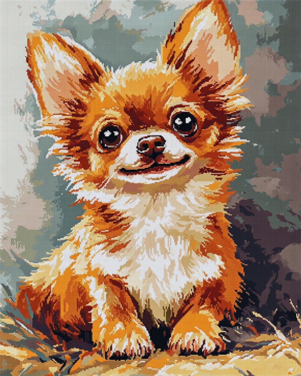 AxiangziK DIY Printed Cross Stitch Kit Chihuahua Portrait 11CT 50x70cm
