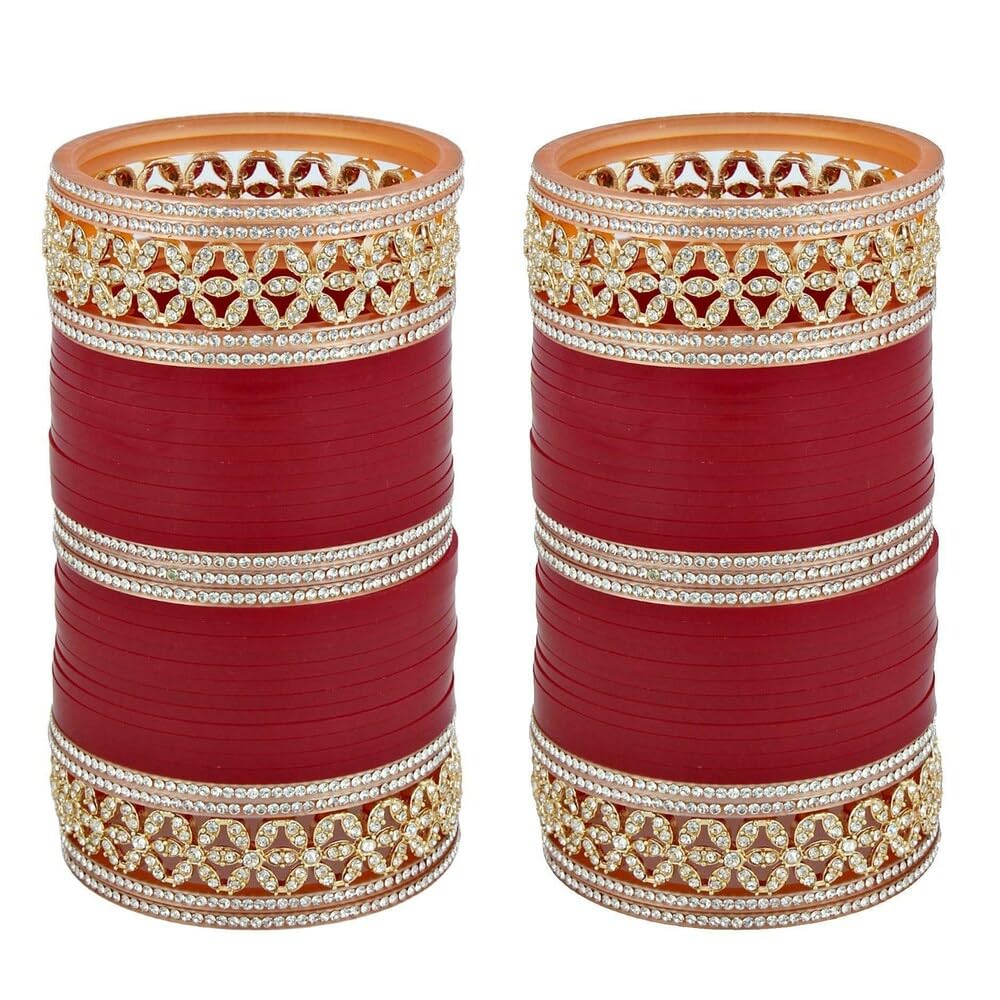 Leela Jewellery Bridal Bangle Set Red Designer Chura Wedding Punjabi Choora Jewellery Chuda Set for Women Bangles For Women Punjabi Chooda Chura Set for Marriage for Girls and Women (B0D9M3JLQD) Amazon Price History, Amazon Price Tracker