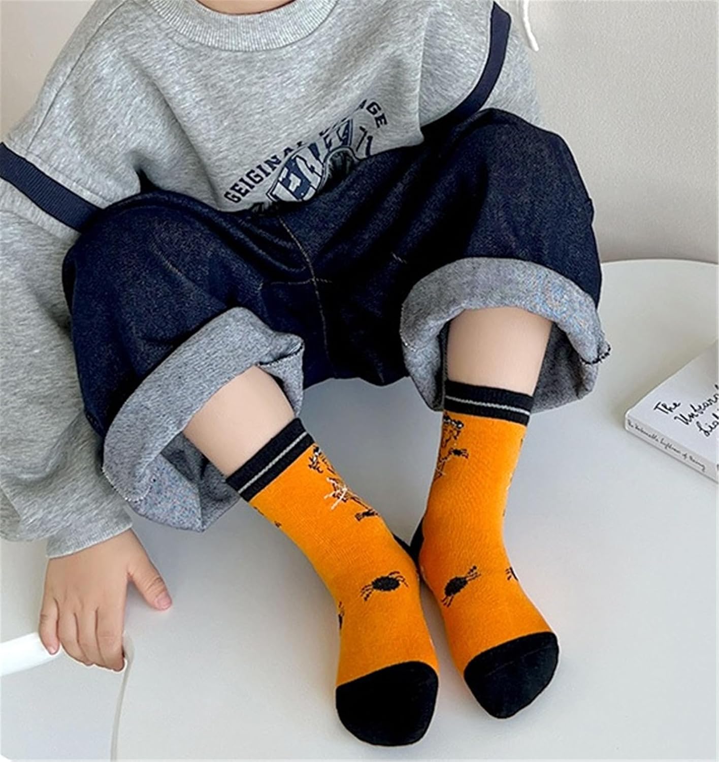 Mud Kingdom 5 Pairs Girls Boys Cotton Crew Socks for 1-3/3-5/6-8/9-12 Years Old Ruffled Cute Cartoon