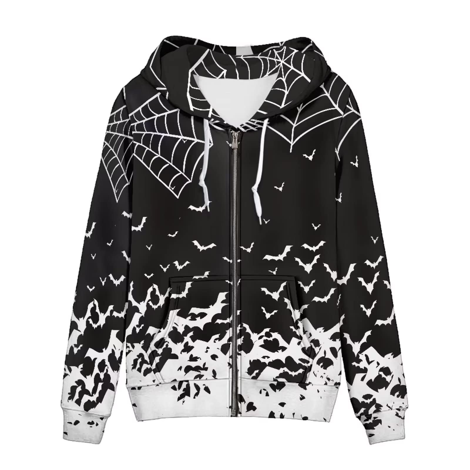 HUIACONG Bluza z kapturem zapinana na zamek błyskawiczny damska bluza z kapturem rozmiar XS-5XL nastolatki sweter, Sieć pająka nietoperzy 9, XS
