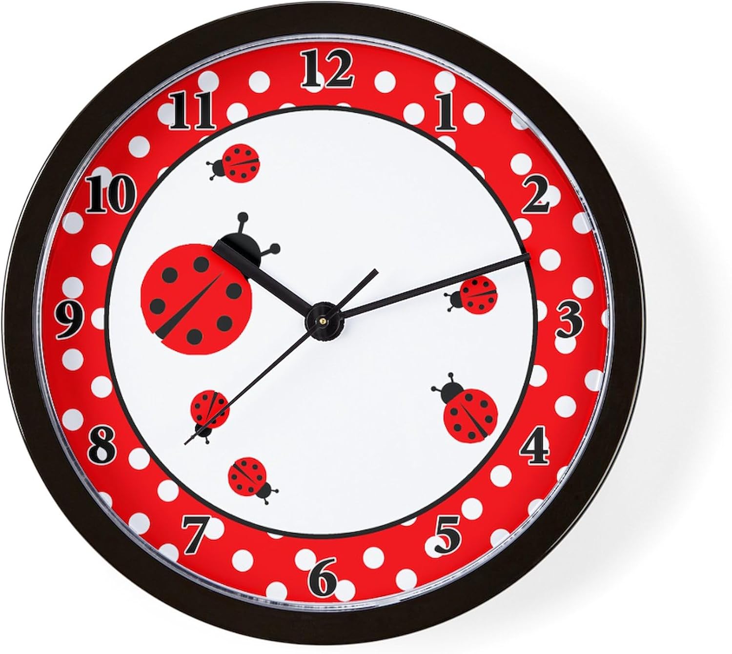 CafePress Ladybugs Wall Clock Red/White Dot 10" Wall Clock for Livingroom, Kitchen, or Office