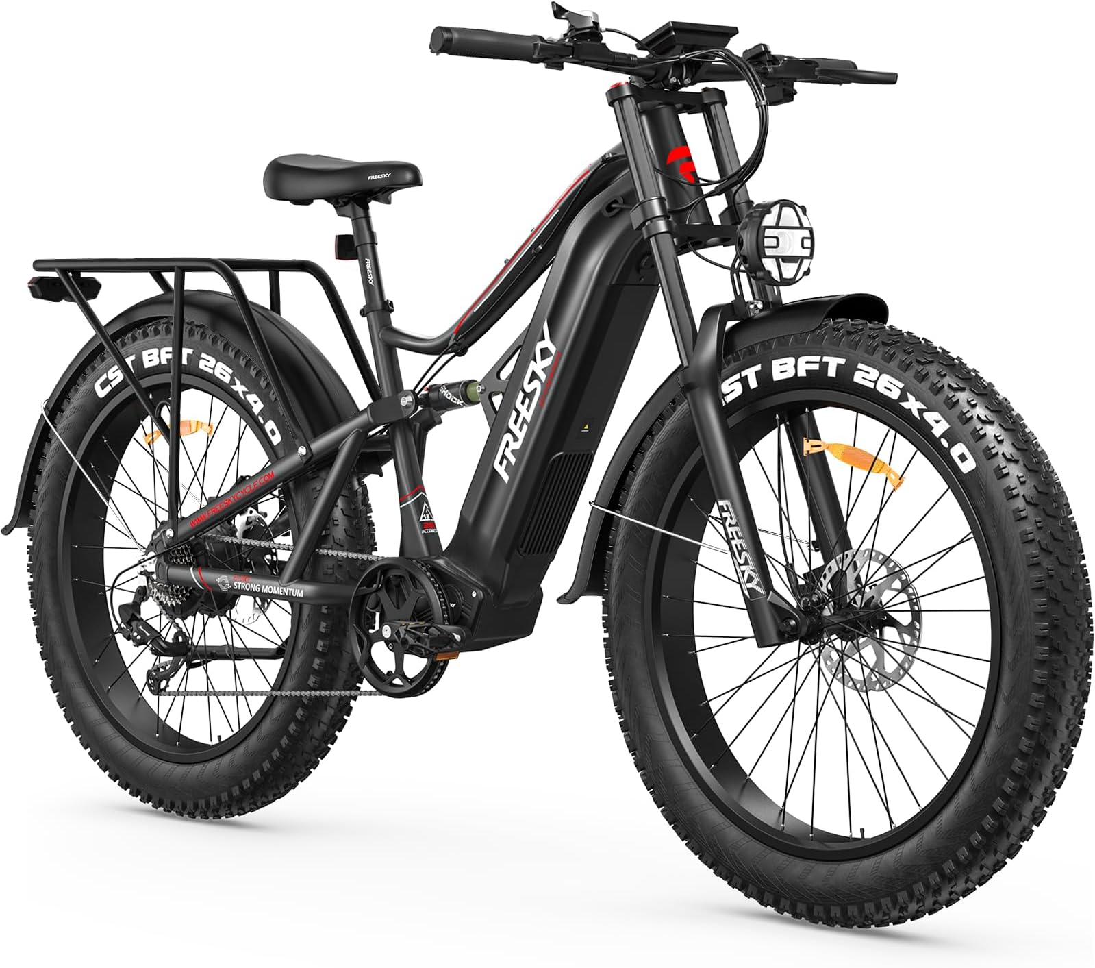 FREESKY 3500W BAFANG Motor Electric Bike for Adults, 48V 30Ah Removable Battery Ebike 120 Miles, 38+MPH, 26" Fat Tire Dirt Mountain E Bike, Full Suspension Bike, UL 2849 Certified by TÜV(Standards)