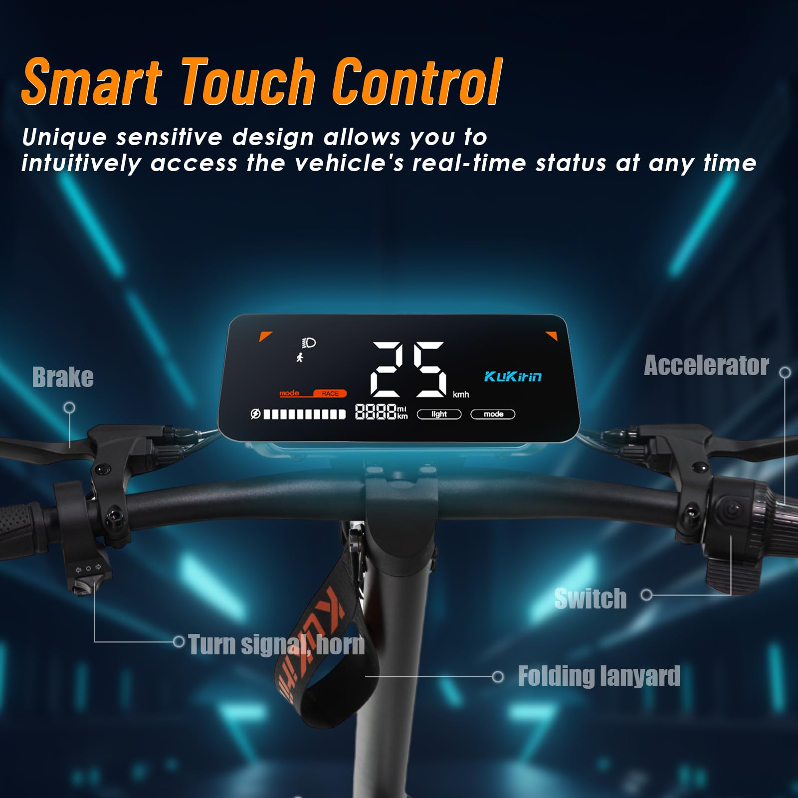 KuKirin G2 Monopattino Elettrico Adulto, Scooter Elettrico Pieghevole, Autonomia fino a 55 km, Schermo Touch, Batteria 48V 15.6Ah BMS, Pneumatici Tubeless 10 Pollici, Doppia Sospensione- Regalo Feste