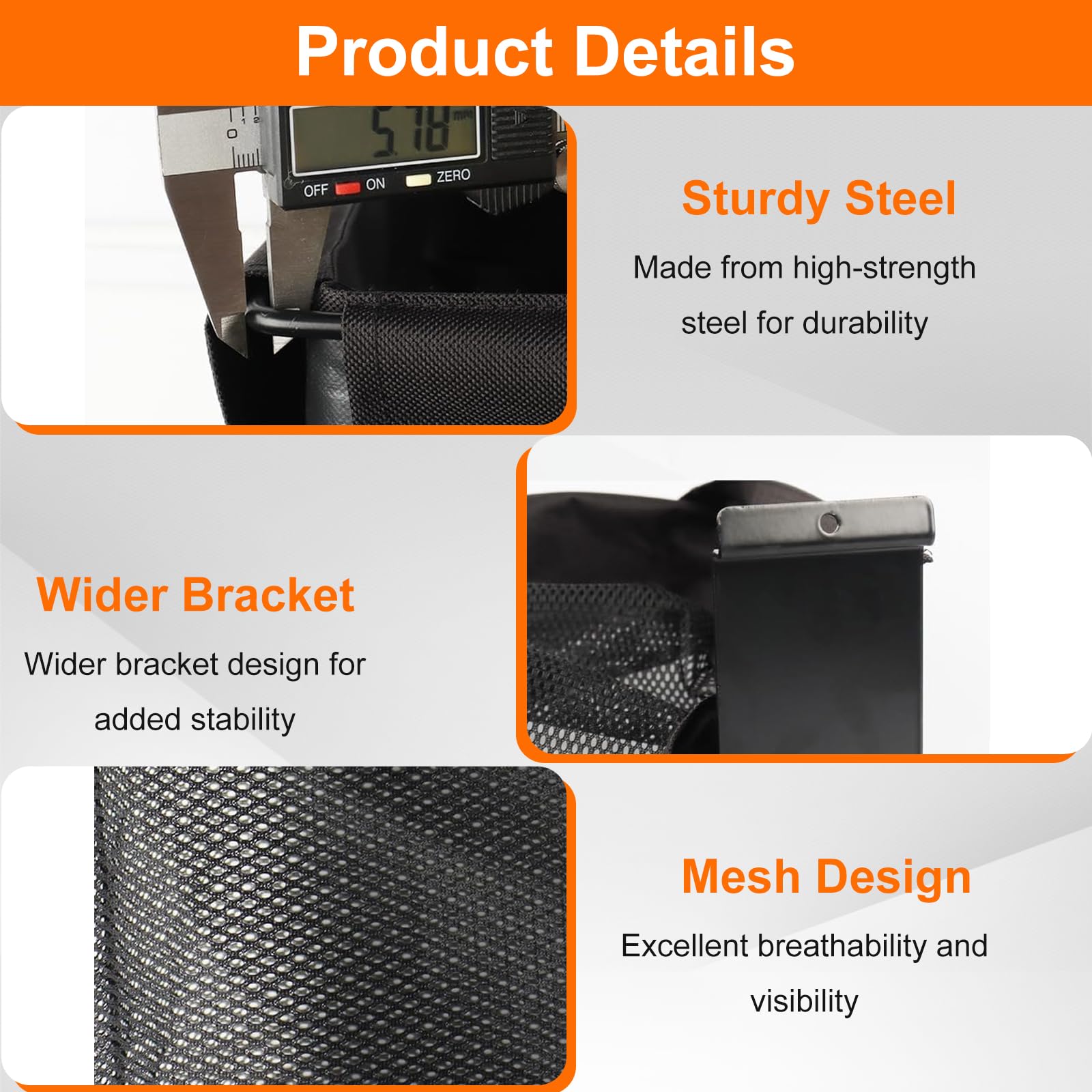 2Pcs Slatwall Basket with Zipper 41x38 x28 cm, 6Pcs Heavy Duty Slat Wall Hooks, Slatwall Accessories Set - Image 3