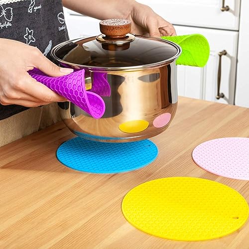 Miniatura 4 de 5 piezas de salvamanteles de silicona antideslizantes almohadillas calientes para cocinar platos y ollas suministros de cocina