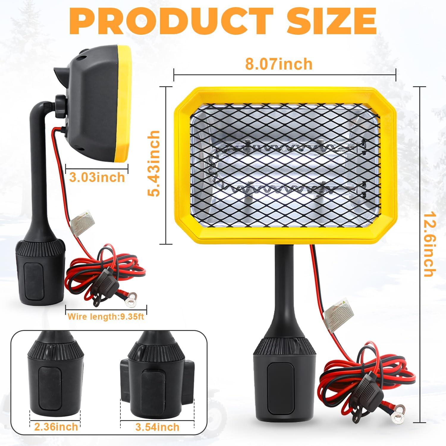 Golf Cart Heater 400W Battery Powered Heater 48V Carbon Fiber Fast Heating Safe Golf Cart Electric Heaters with 360 Degree Adjustable Angle, Golf Cart Accessories for Club Car/Yamaha/EZGO