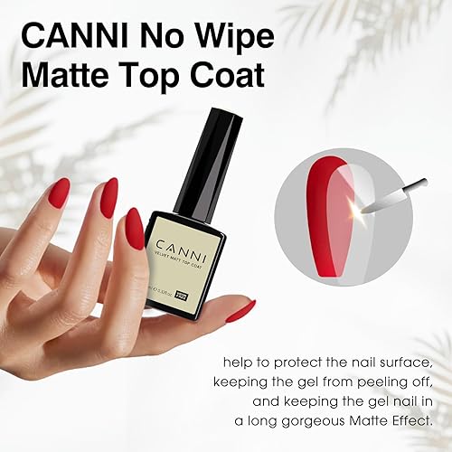 Miniatura 2 de CANNI Esmalte de uñas de gel mate 0.3 fl oz de larga duración, gel UV LED, acabado mate para arte de uñas en casa o salón de belleza