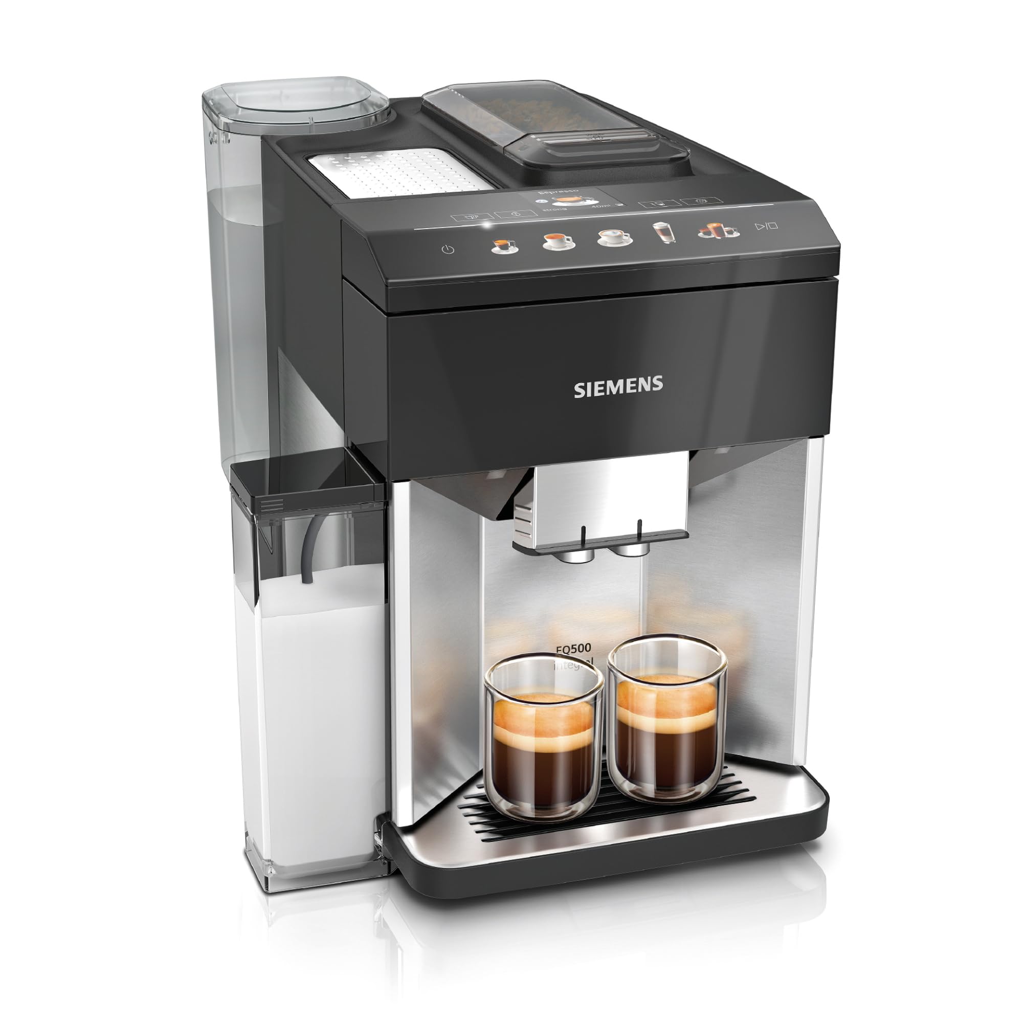 Siemens Kaffeevollautomat EQ500 integral, farbiges TFT-Display, 9 Kaffee- und Milchgetränke, Doppeltassenfunktion, Tassenwärmer, entnehmbare Brüheinheit, Edelstahl schwarz, TQ517D03