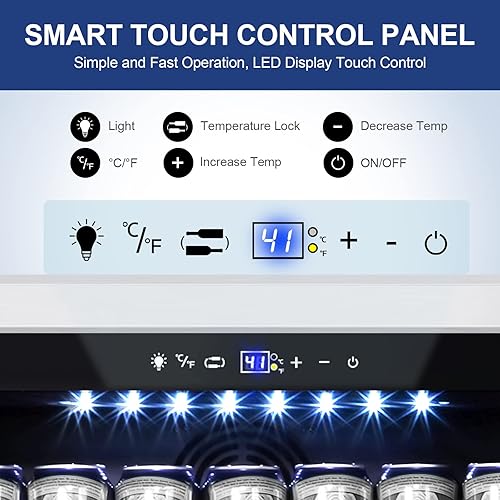 Miniatura 3 de Tylza Beverage Refrigerator 24 Inch, Stainless Steel Under Counter Beverage Cooler, 190 Cans Beer Fridge Built-in and Freestanding Beverage Fridge