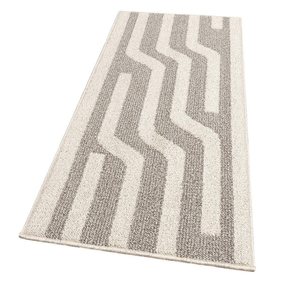emmevi Tappeto Cucina A Righe 3D Morbido Bordato Passatoia Ingresso Assorbente Antiscivolo 57x145 Beige