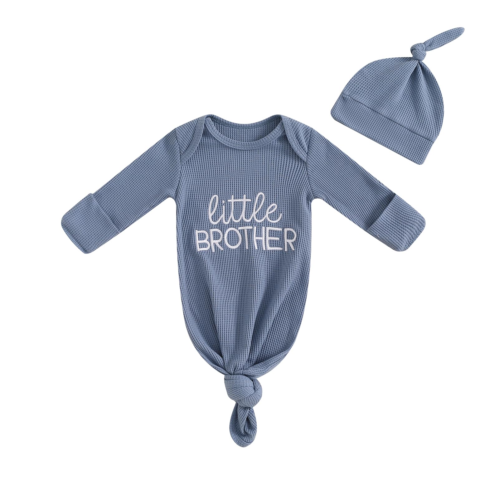 Ayalinggo Newborn Sleeper Gown Baby Boy Girl Coming Home Outfit Infant Nightgown Sleeping Bag Sleepwear Pajamas (Blue Little Bro, 0-3 Months)