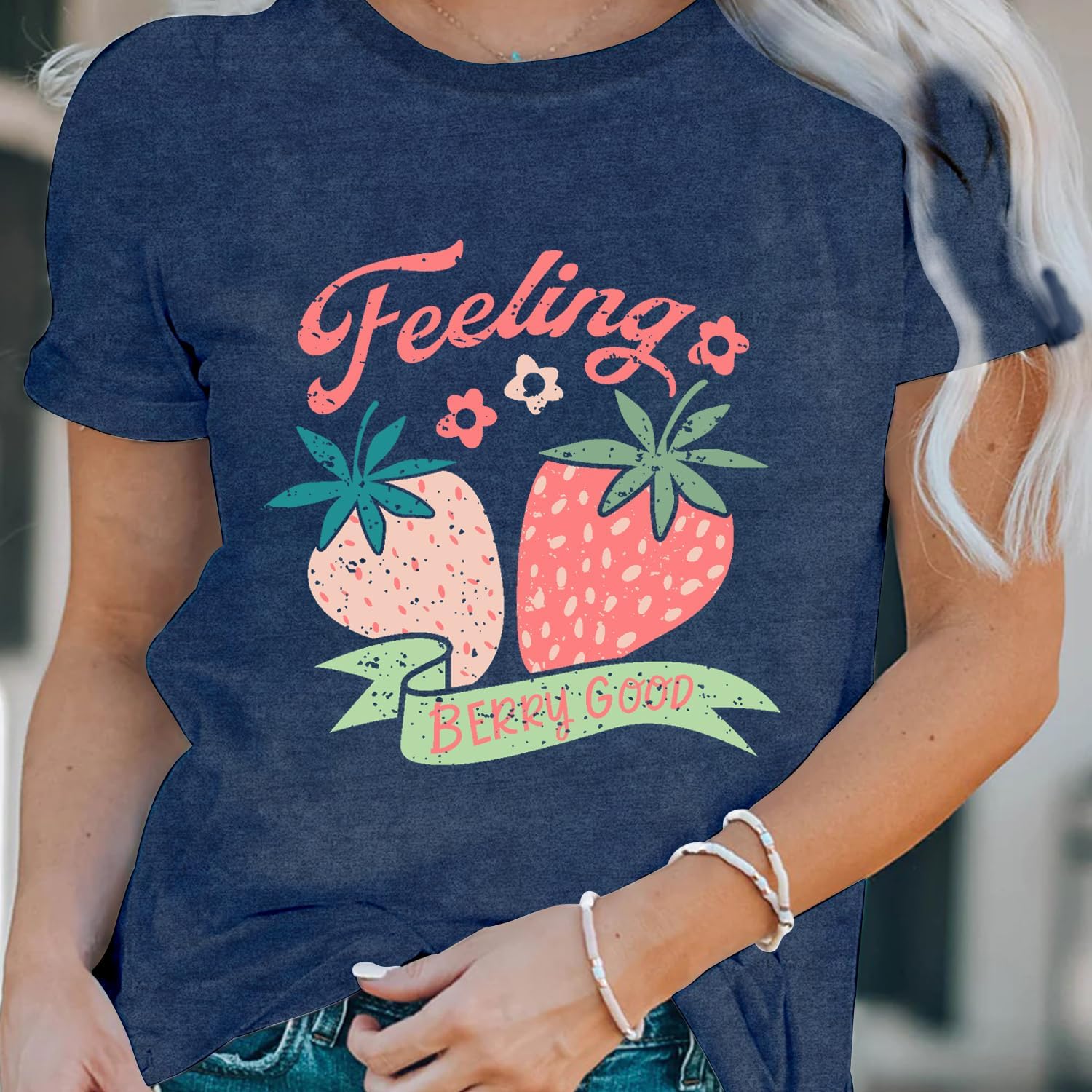 LBP Strawberry Shirt Womens Cute Fruit T-Shirt Girls Fruit Lover Shirt Feeling Berry Good Graphic Tees - Image 2