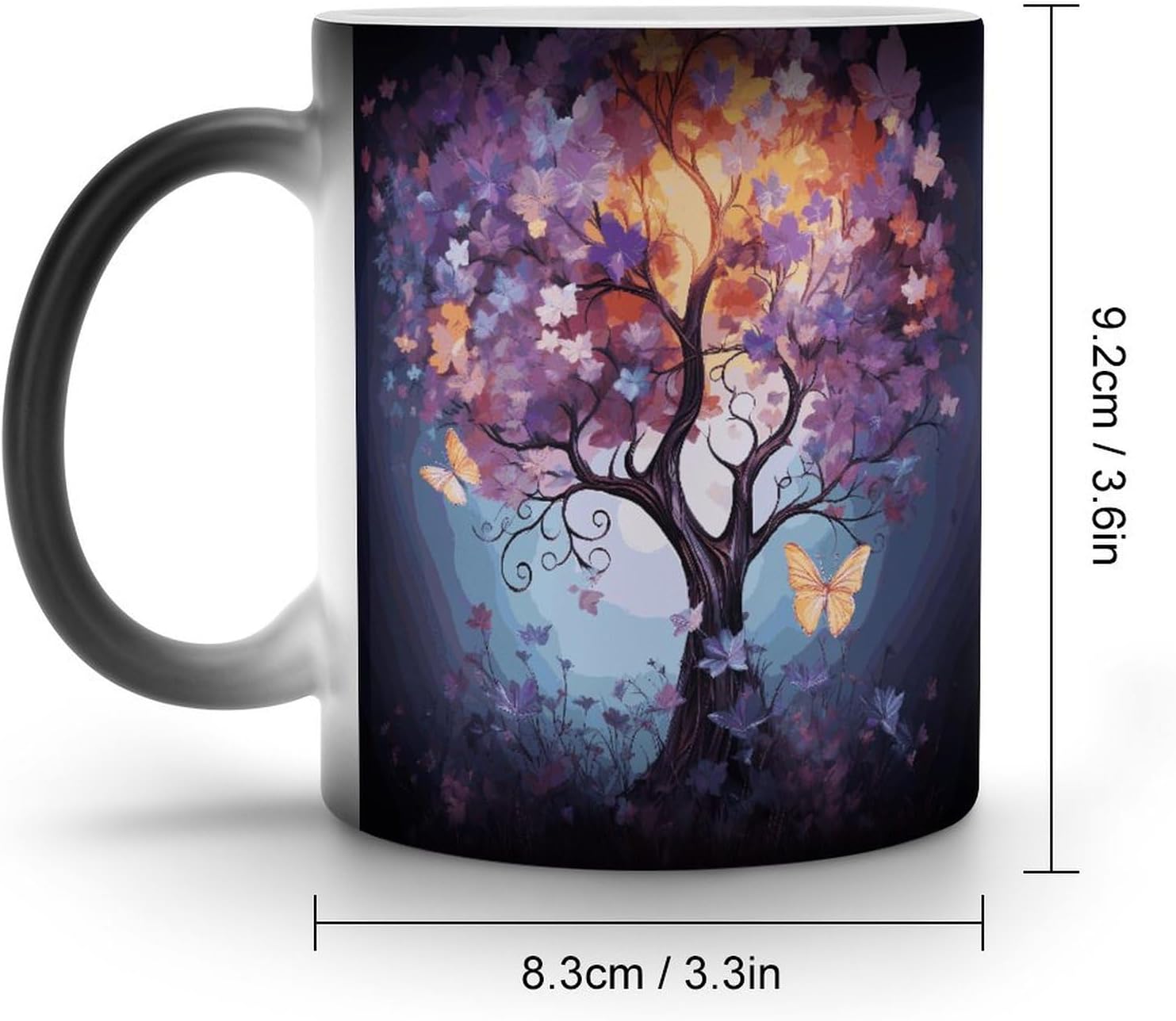 Color Changing Mug Flower Butterfly Tree Printed Ceramic Coffee Mug Heat Changing Sensitive Mug Magic Heat Changing Coffee Mug Novelty Coffee Mugs